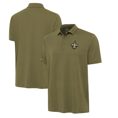 Men's Antigua Olive New Orleans Saints Reprocess Polo