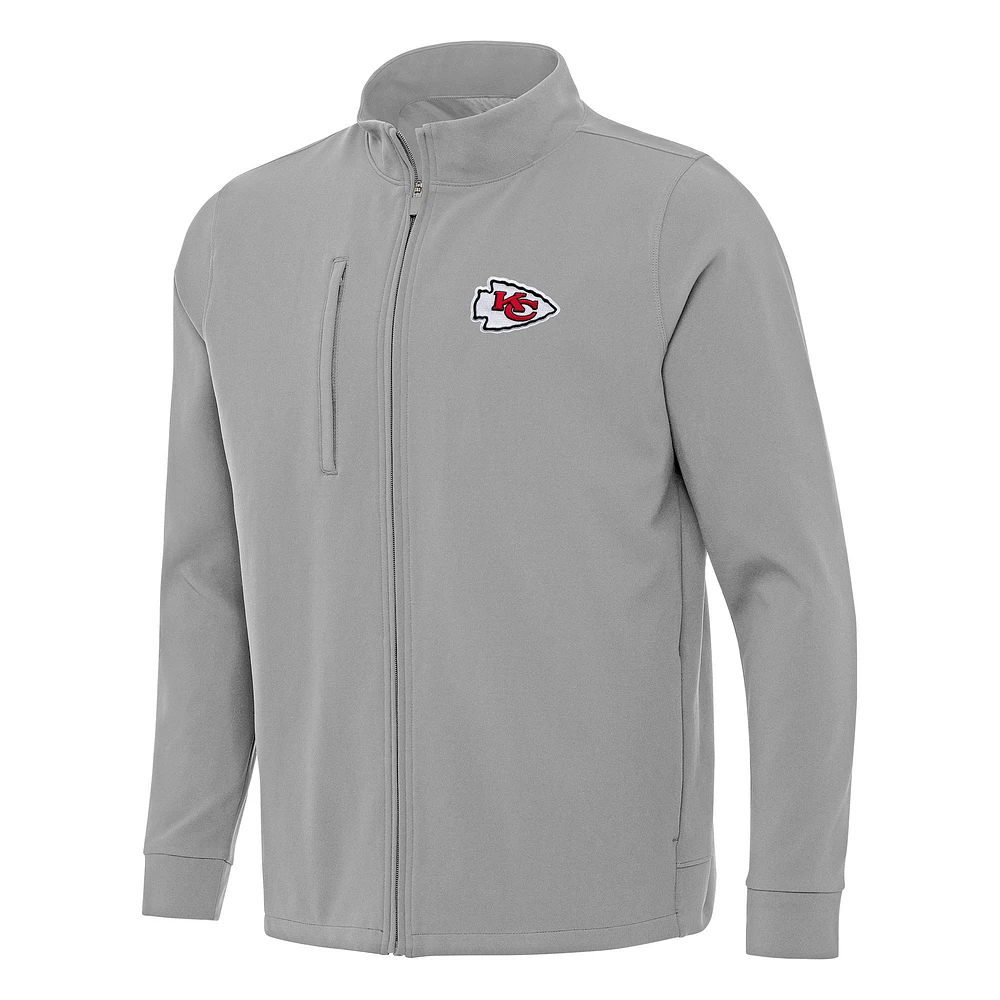Men's Antigua Gray Kansas City Chiefs Regard Full-Zip Jacket