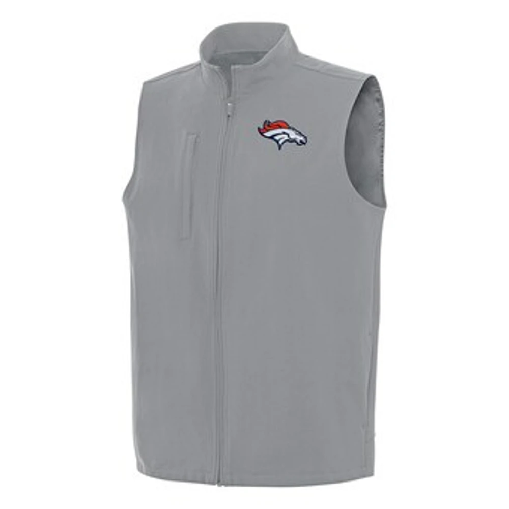 Men's Antigua Gray Denver Broncos Regard Full-Zip Vest