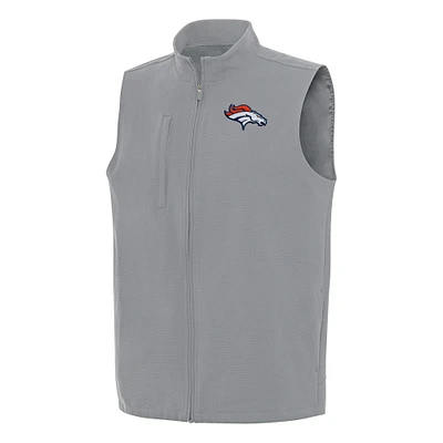 Men's Antigua Gray Denver Broncos Regard Full-Zip Vest