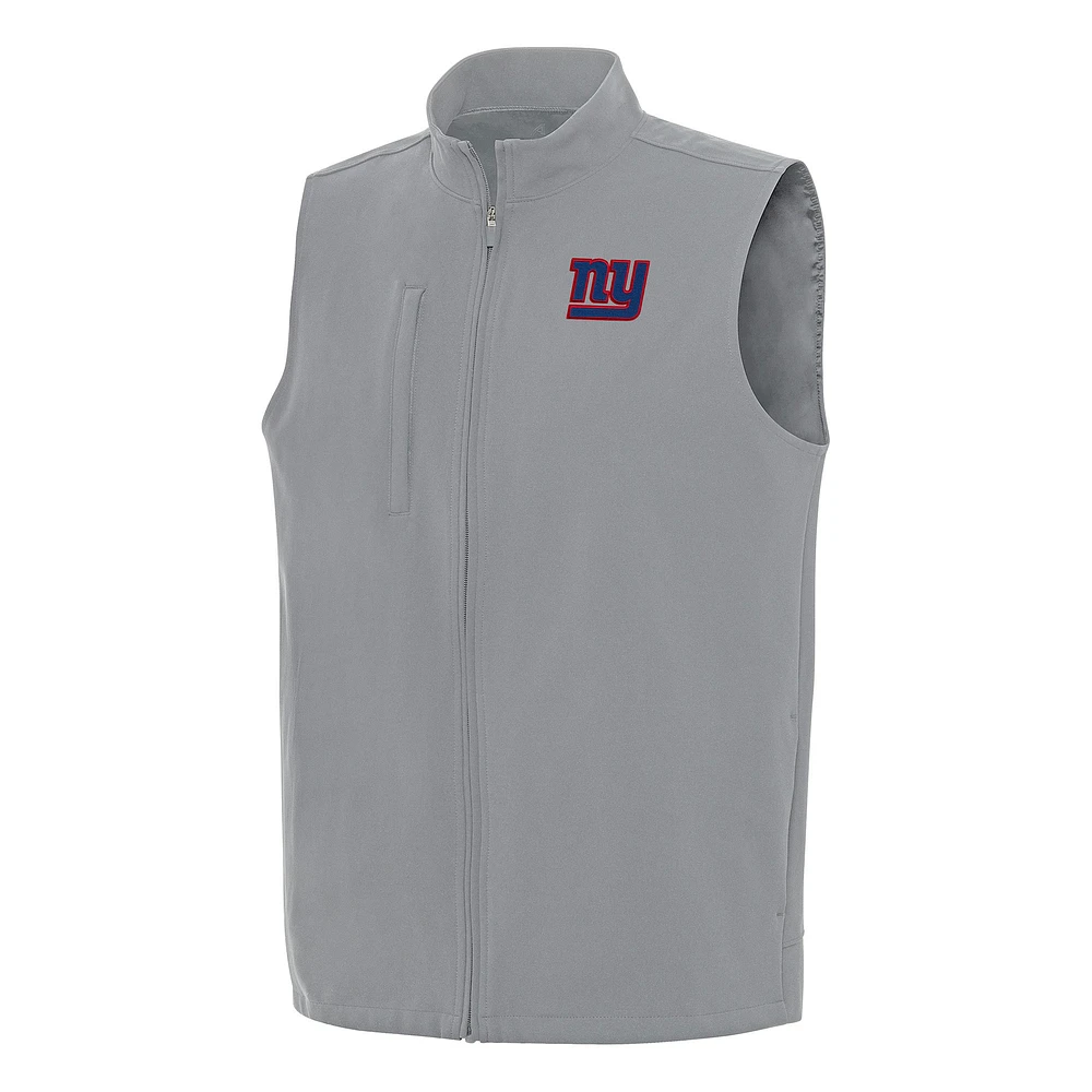 Men's Antigua Gray New York Giants Regard Full-Zip Vest