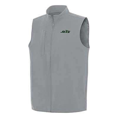 Men's Antigua Gray New York Jets Regard Full-Zip Vest