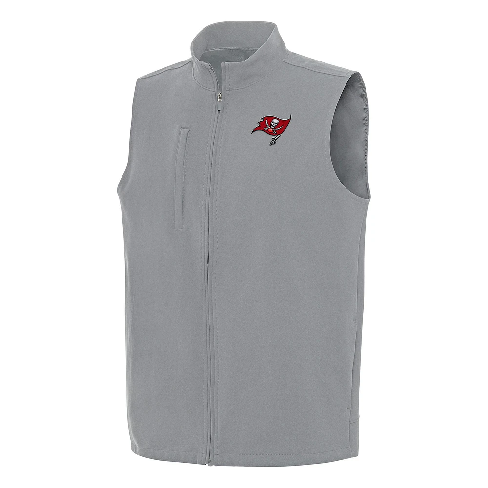 Men's Antigua Gray Tampa Bay Buccaneers Regard Full-Zip Vest