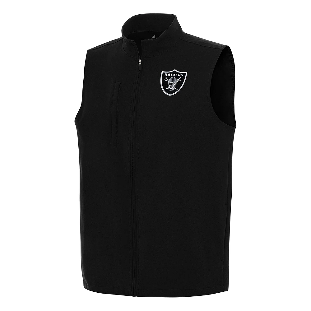 Men's Antigua Black Las Vegas Raiders Regard Full-Zip Vest