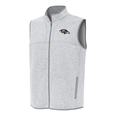 Men's Antigua Heather Gray Baltimore Ravens Fortune Full-Zip Vest