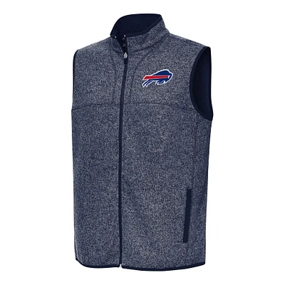 Men's Antigua Heather Navy Buffalo Bills Fortune Full-Zip Vest
