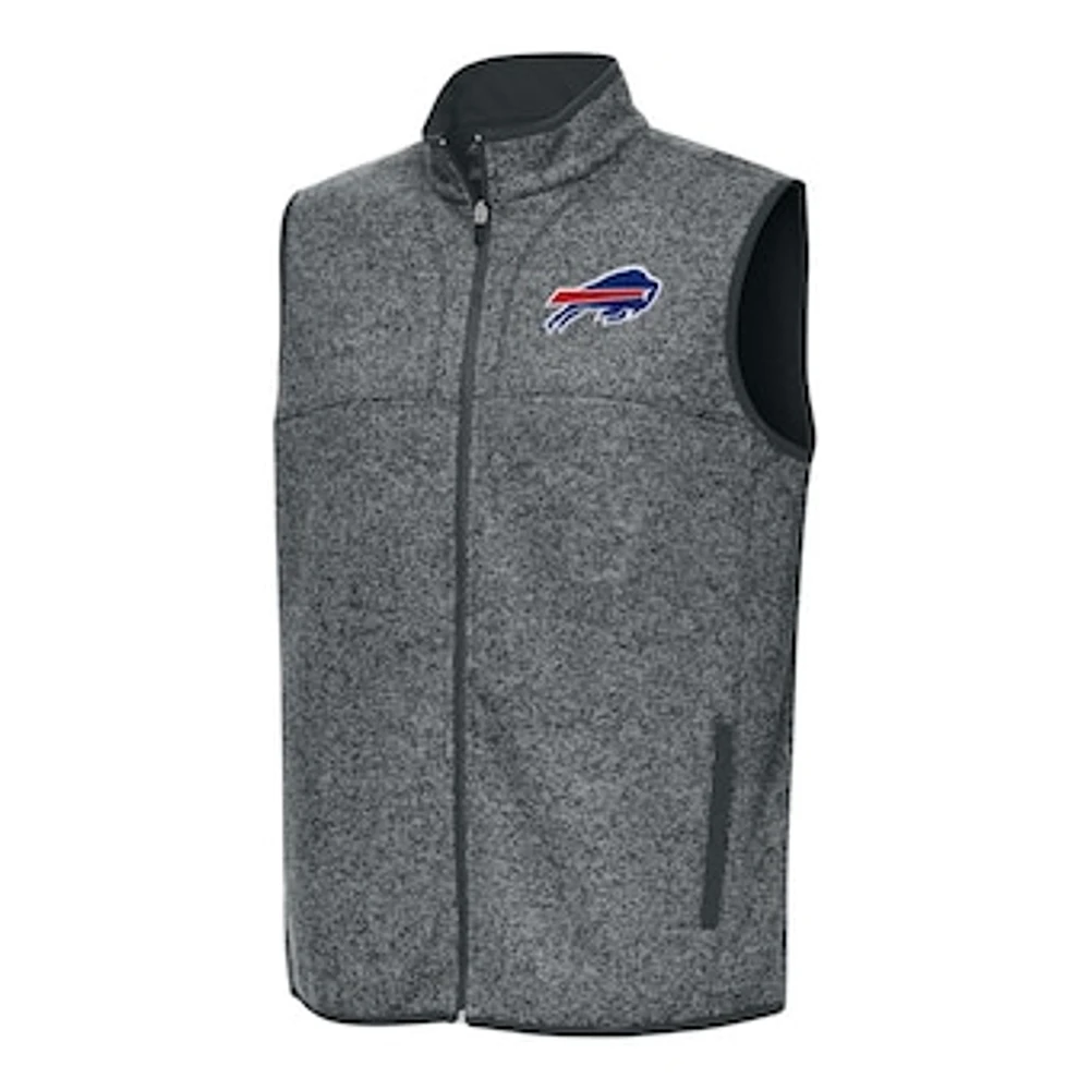 Men's Antigua Heather Charcoal Buffalo Bills Fortune Full-Zip Vest