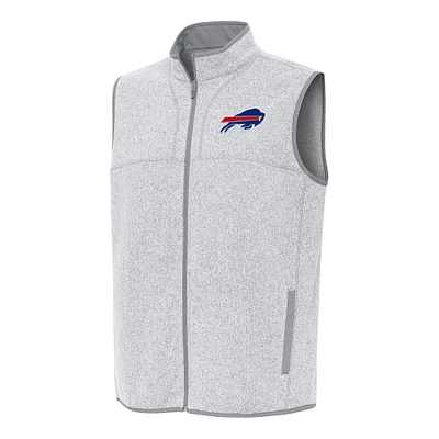 Men's Antigua Heather Gray Buffalo Bills Fortune Full-Zip Vest