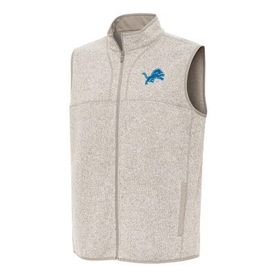 Men's Antigua Oatmeal Detroit Lions Fortune Full-Zip Vest