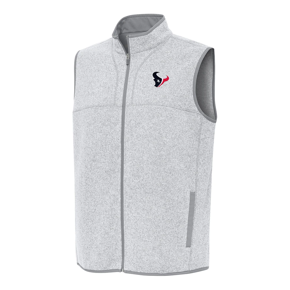 Men's Antigua Heather Gray Houston Texans Fortune Full-Zip Vest