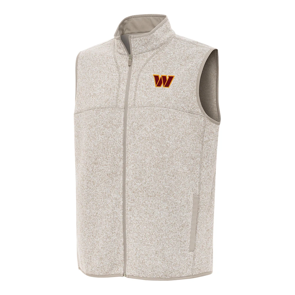 Men's Antigua Oatmeal Washington Commanders Fortune Full-Zip Vest