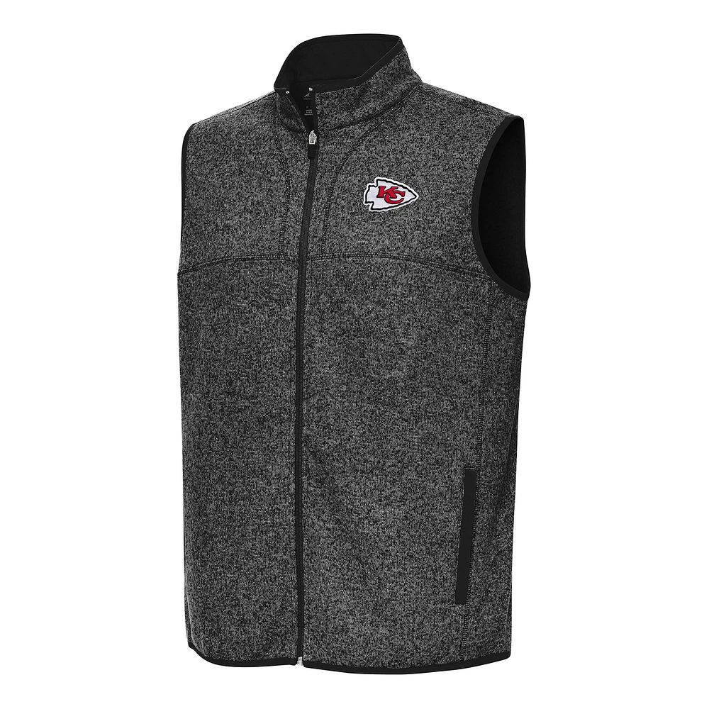 Men's Antigua Heather Kansas City Chiefs Fortune Full-Zip Vest