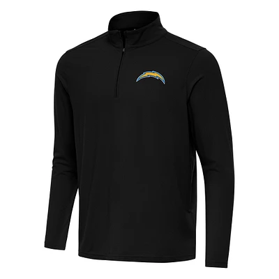 Men's Antigua Black Los Angeles Chargers Intent Quarter-Zip Pullover Top
