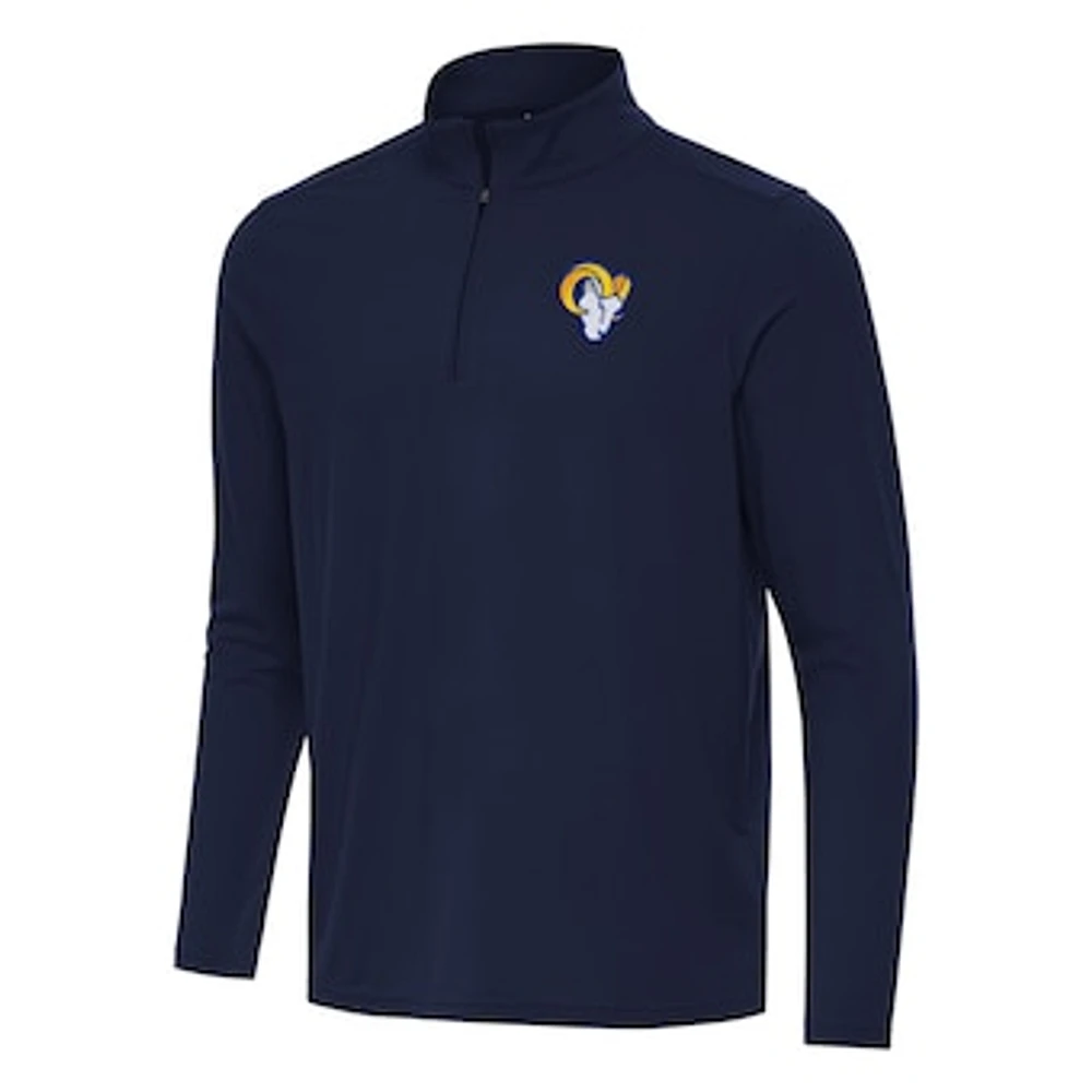 Men's Antigua Navy Los Angeles Rams Intent Quarter-Zip Pullover Top