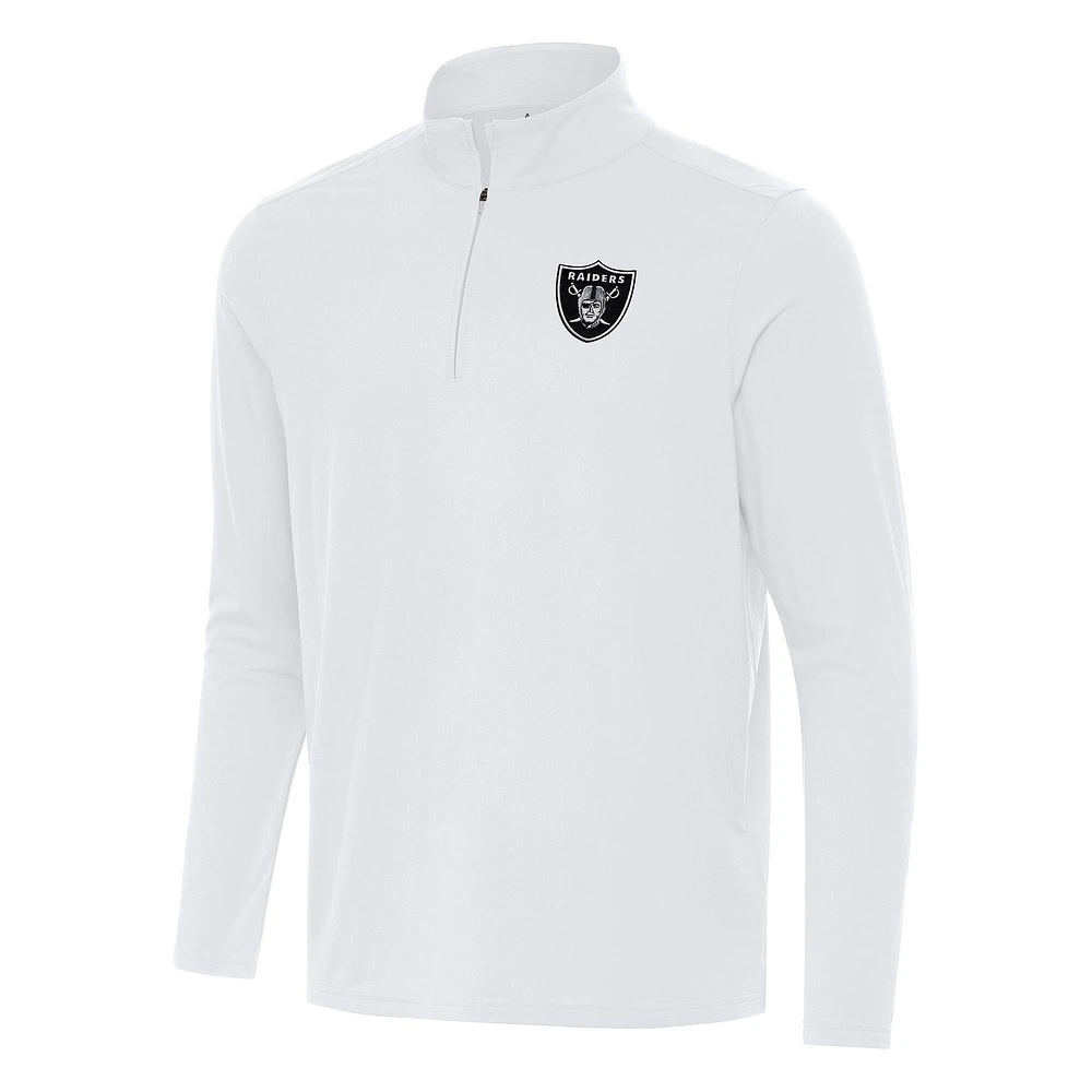 Men's Antigua White Las Vegas Raiders Intent Quarter-Zip Pullover Top