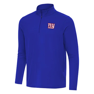 Men's Antigua Royal New York Giants Intent Quarter-Zip Pullover Top