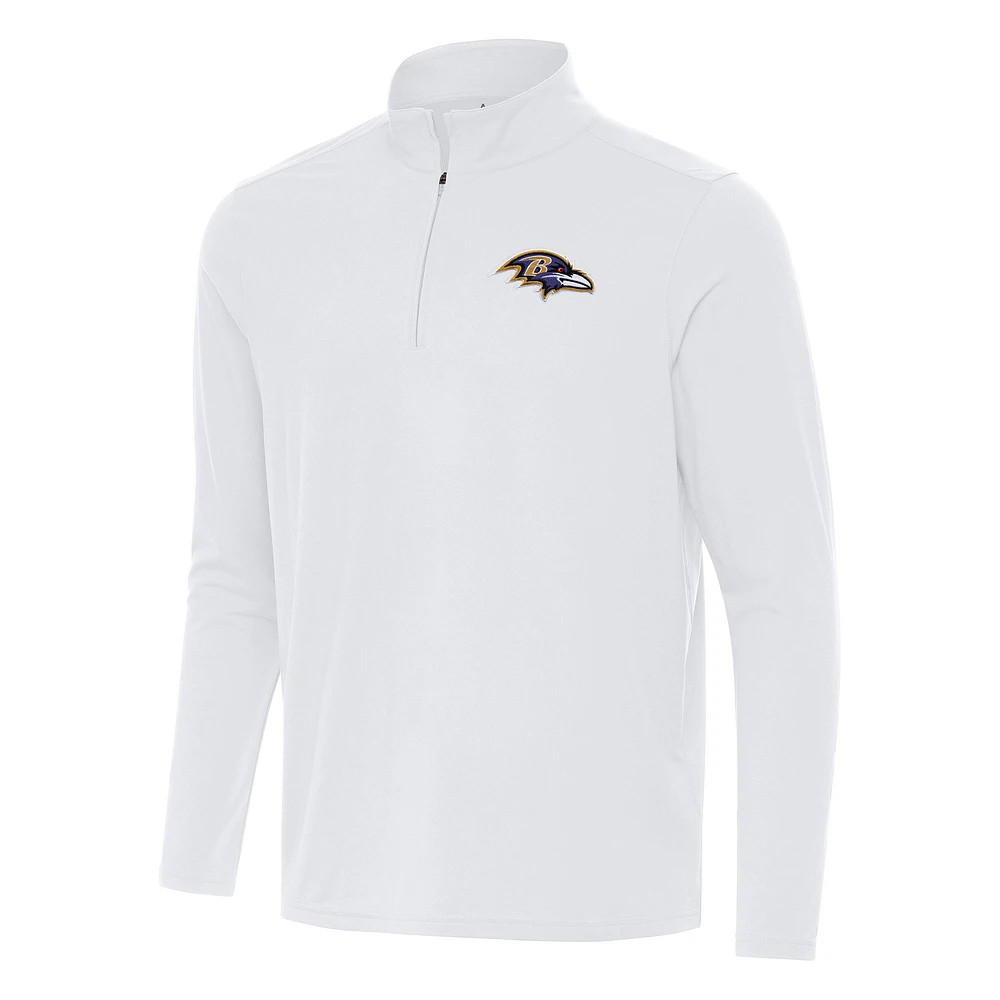 Men's Antigua White Baltimore Ravens Intent Quarter-Zip Pullover Top