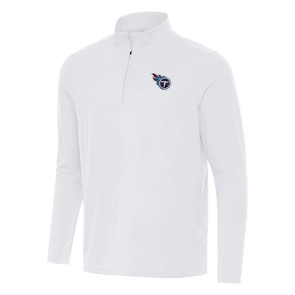 Men's Antigua White Tennessee Titans Intent Quarter-Zip Pullover Top