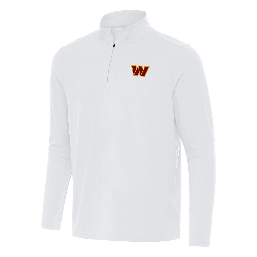 Men's Antigua White Washington Commanders Intent Quarter-Zip Pullover Top