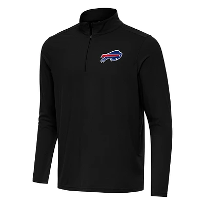 Men's Antigua Black Buffalo Bills Intent Quarter-Zip Pullover Top