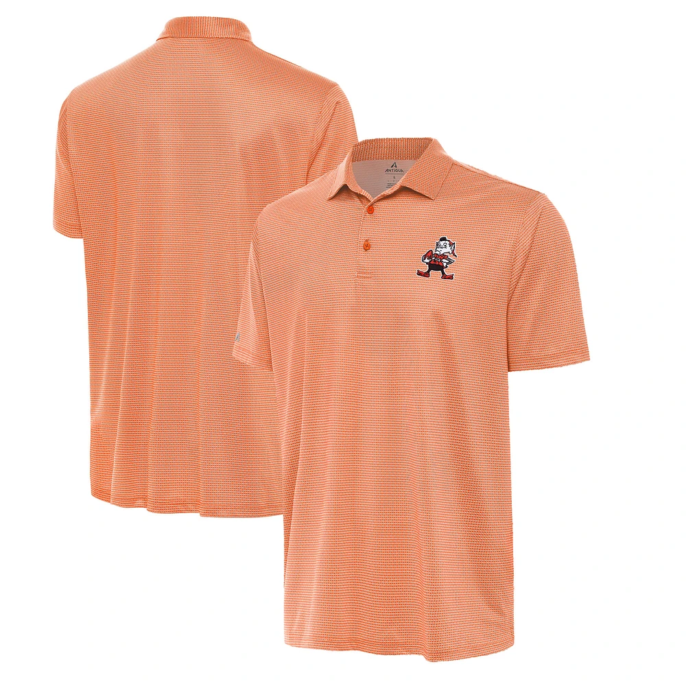Men's Antigua White/Orange Cleveland Browns Brownie Logo Rings Polo