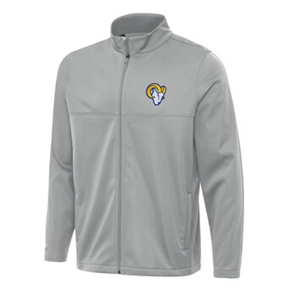 Men's Antigua Gray Los Angeles Rams Links 2 Full-Zip Golf Jacket