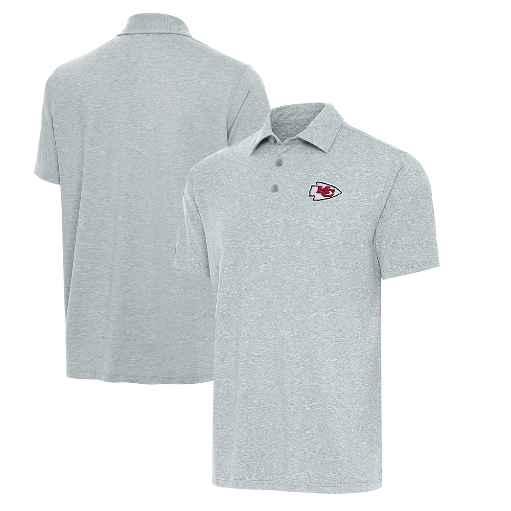 Men's Antigua Heather Gray Kansas City Chiefs Big & Tall Par 3 Polo