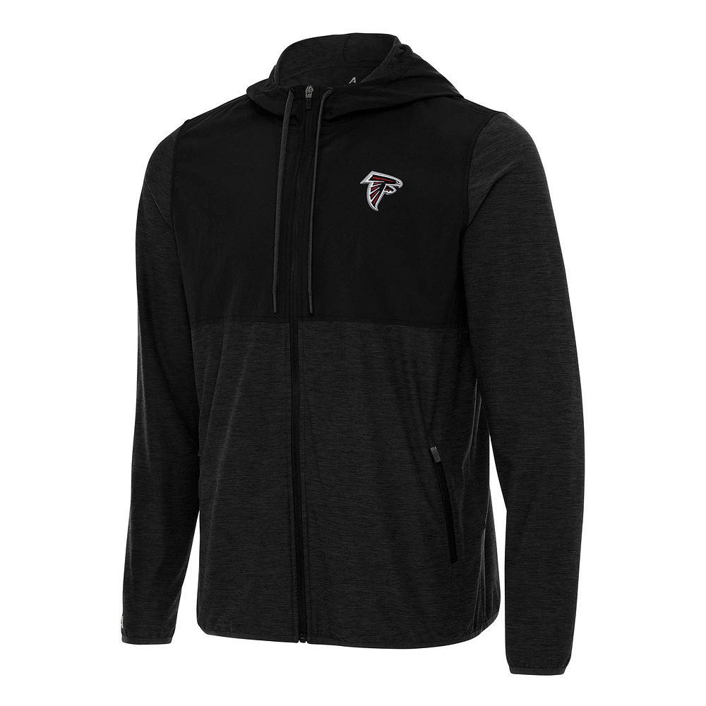 Men's Antigua Black/Charcoal Atlanta Falcons Sway Full-Zip Hoodie