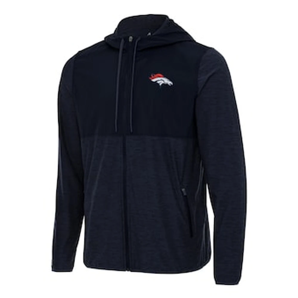 Men's Antigua Navy Denver Broncos Sway Full-Zip Hoodie