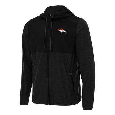 Men's Antigua Black/Charcoal Denver Broncos Sway Full-Zip Hoodie