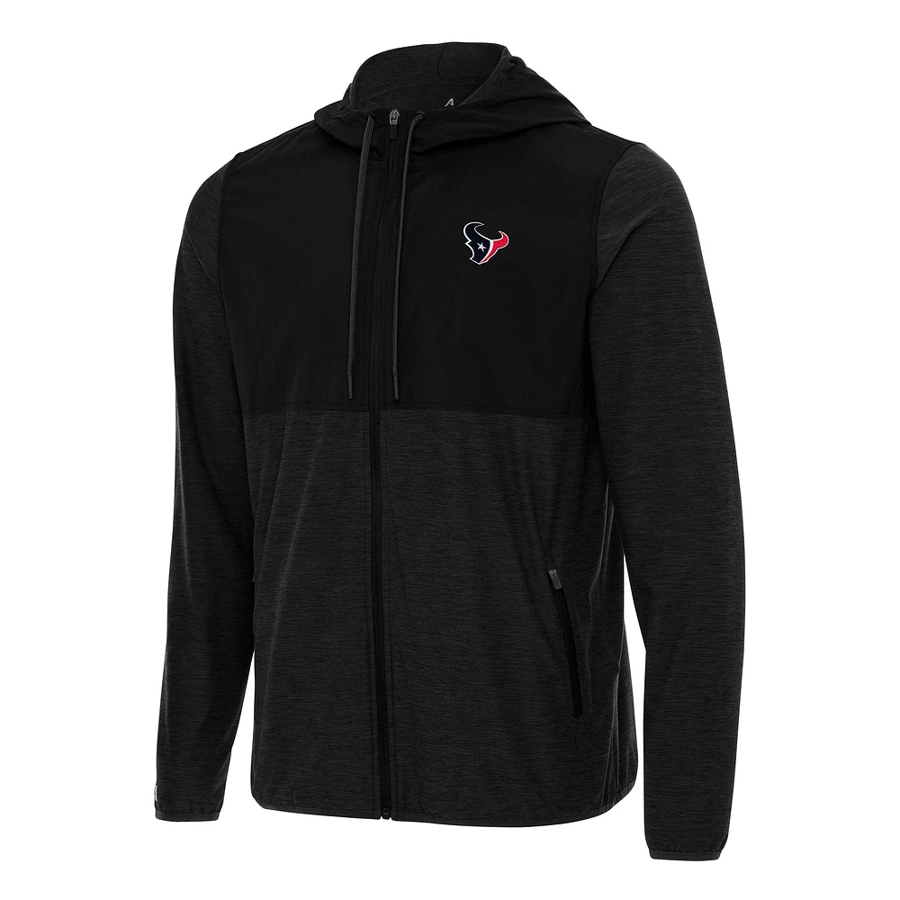 Men's Antigua Black/Charcoal Houston Texans Sway Full-Zip Hoodie