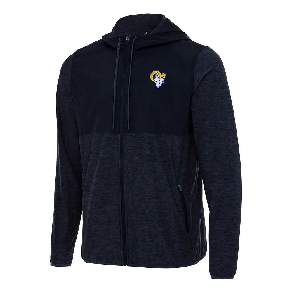 Men's Antigua Navy Los Angeles Rams Sway Full-Zip Hoodie