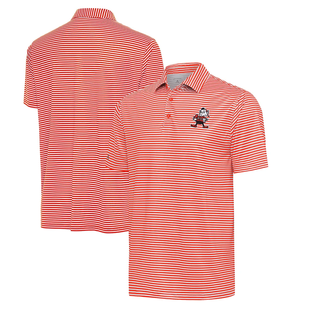 Men's Antigua Orange/White Cleveland Browns Brownie Logo Skills Polo