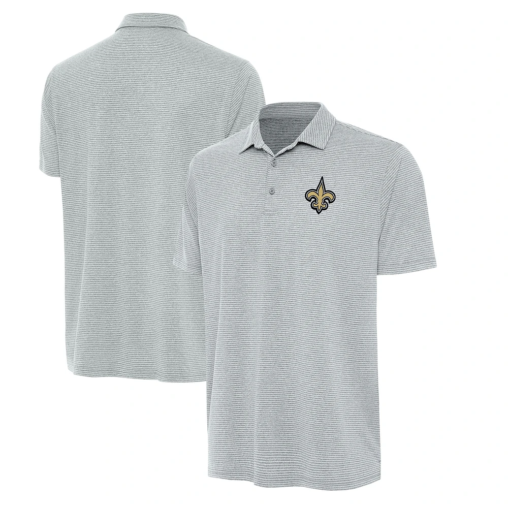 Men's Antigua Heather Gray New Orleans Saints Scheme Polo