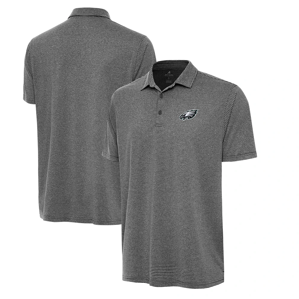 Men's Antigua Heather Black Philadelphia Eagles Scheme Polo