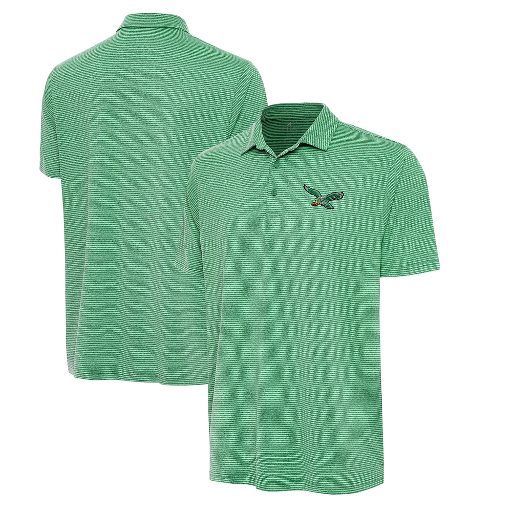 Men's Antigua Heather Kelly Green Philadelphia Eagles Scheme Polo
