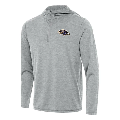 Men's Antigua Heather Baltimore Ravens Tidy Quarter-Zip Pullover Hoodie