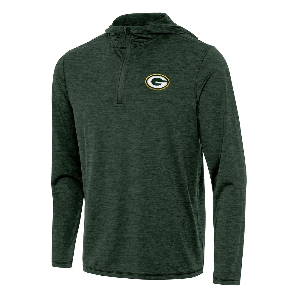 Men's Antigua Green Bay Packers Tidy Quarter-Zip Pullover Hoodie