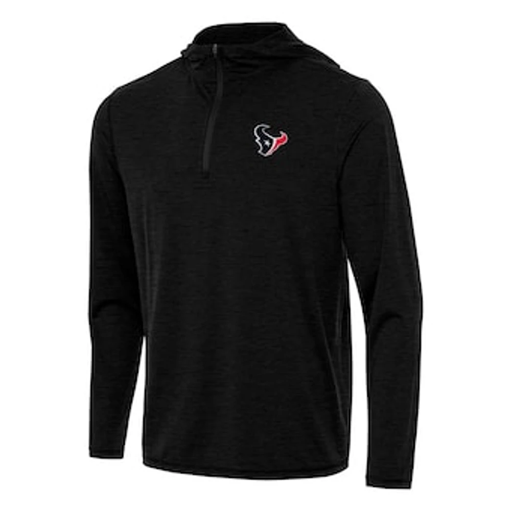 Men's Antigua Heather Houston Texans Tidy Quarter-Zip Pullover Hoodie