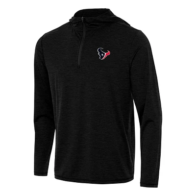 Men's Antigua Heather Houston Texans Tidy Quarter-Zip Pullover Hoodie