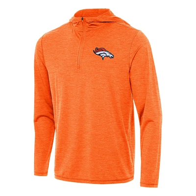 Men's Antigua Heather Orange Denver Broncos Tidy Quarter-Zip Pullover Hoodie