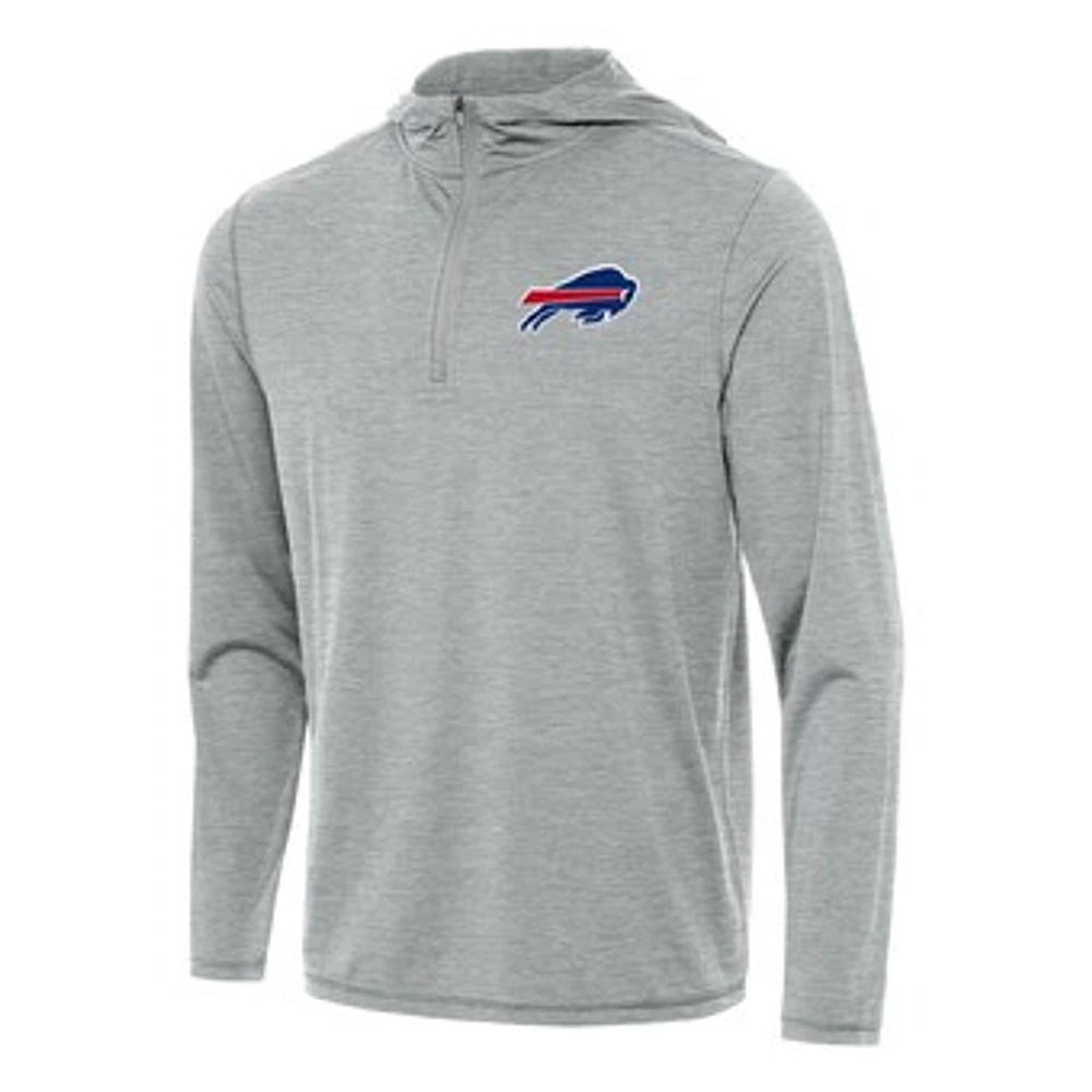 Men's Antigua Heather Buffalo Bills Tidy Quarter-Zip Pullover Hoodie