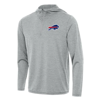 Men's Antigua Heather Buffalo Bills Tidy Quarter-Zip Pullover Hoodie