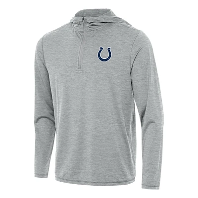 Men's Antigua Heather Gray Indianapolis Colts Tidy Quarter-Zip Pullover Hoodie