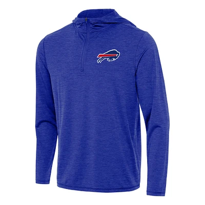 Men's Antigua Heather Royal Buffalo Bills Tidy Quarter-Zip Pullover Hoodie