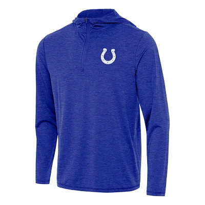 Men's Antigua Heather Royal Indianapolis Colts Tidy Quarter-Zip Pullover Hoodie