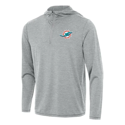 Men's Antigua Heather Miami Dolphins Tidy Quarter-Zip Pullover Hoodie