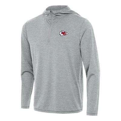 Men's Antigua Heather Kansas City Chiefs Tidy Quarter-Zip Pullover Hoodie