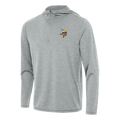Men's Antigua Heather Minnesota Vikings Tidy Quarter-Zip Pullover Hoodie