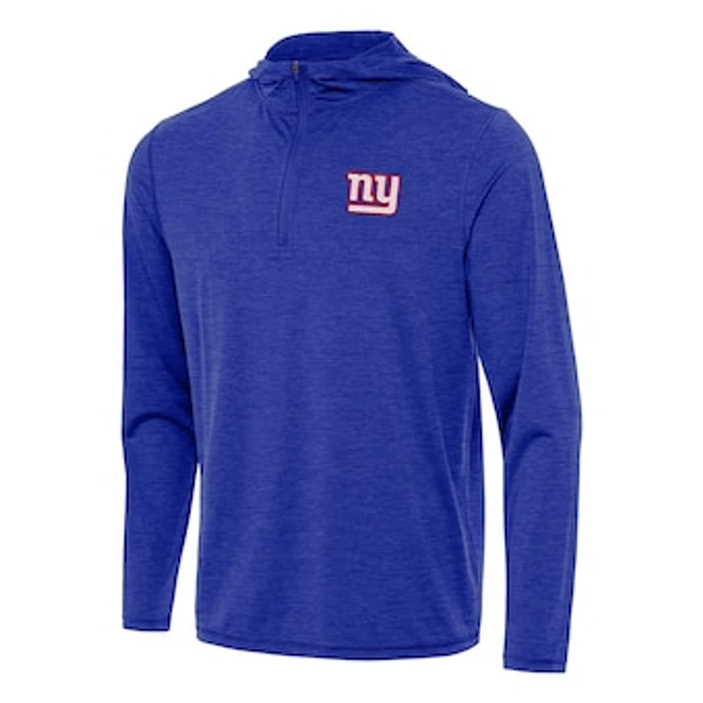Men's Antigua Heather Royal New York Giants Tidy Quarter-Zip Pullover Hoodie